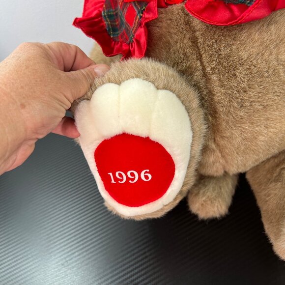 Vintage Holiday Mouse Plush WalMart 1996 Large 22" Plaid Collar Ear Bow - Picture 5 of 10